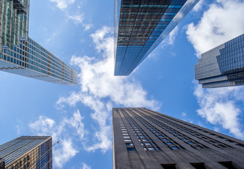 Fototapeta na wymiar New York City Skyscrapers Looking Up