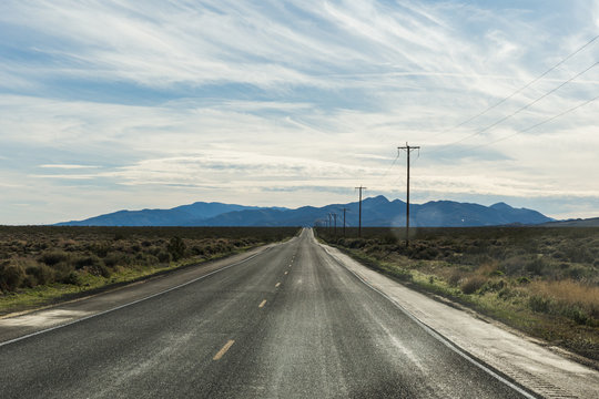 Remote Highway in Desert Landscape