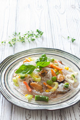 Rice noodles with  vegetabels and seafood