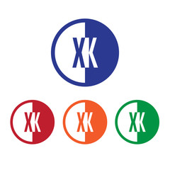 XK initial circle half logo blue,red,orange and green color