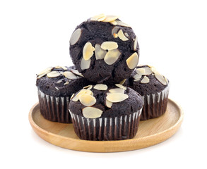 Chocolate cupcake isolated on white background