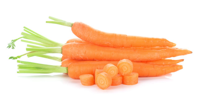 fresh carrots, baby carrot isolated on white background