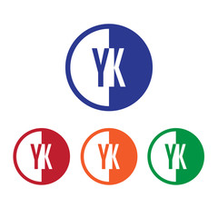 YK initial circle half logo blue,red,orange and green color