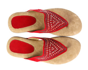 Woman sandals isolated on the white background
