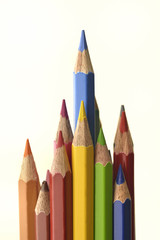 Bunch of Colored Pencils on White Background