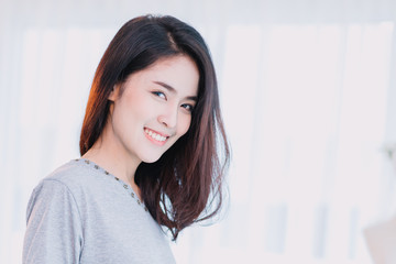 portrait of beautiful asian girl with beautiful clothing T-shirts and jeans.