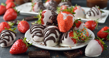 Strawberries covered with chocolate