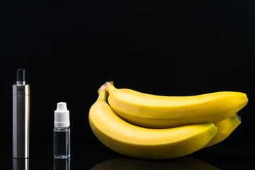 Ripe banana aroma for an electronic cigarette on a black background