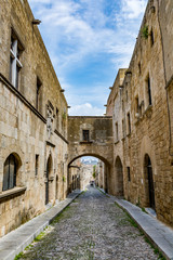 Fototapeta na wymiar The Street of the Knights on a beautiful day, Rhodes island, Greece