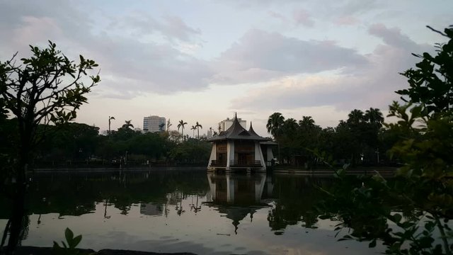 Pavilion at Taichung or Chungshan Park at sunset