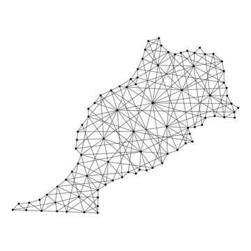 recommend clip art: Map of Morocco from polygonal black lines and dots of vector illustration