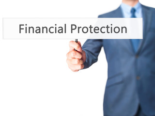 Financial Protection - Businessman hand holding sign