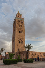Fototapeta na wymiar View at the Koutoubia Mosque with minaret in Marrakesh ,Morocco
