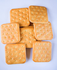 Cracker cookies on white background