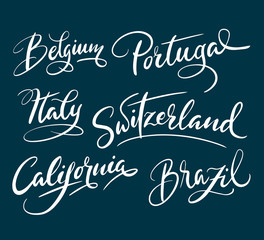 California and brazil country hand written typography. Good use for logotype, symbol, cover label, product, brand, poster title or any graphic design you want. Easy to use or change color 