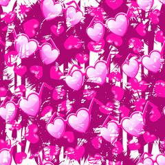 Heart shape sunglassess. Seamless pattern. Vector