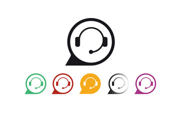 Support service and telemarketing vector icon set. 