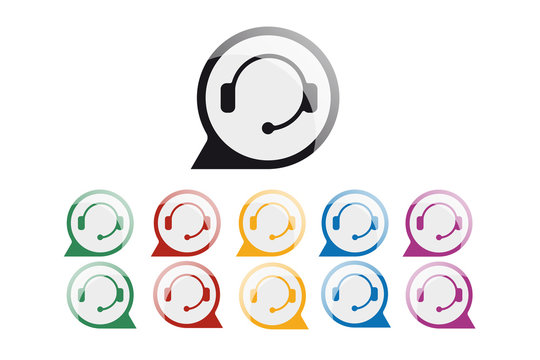 Support service and telemarketing vector icon set. 