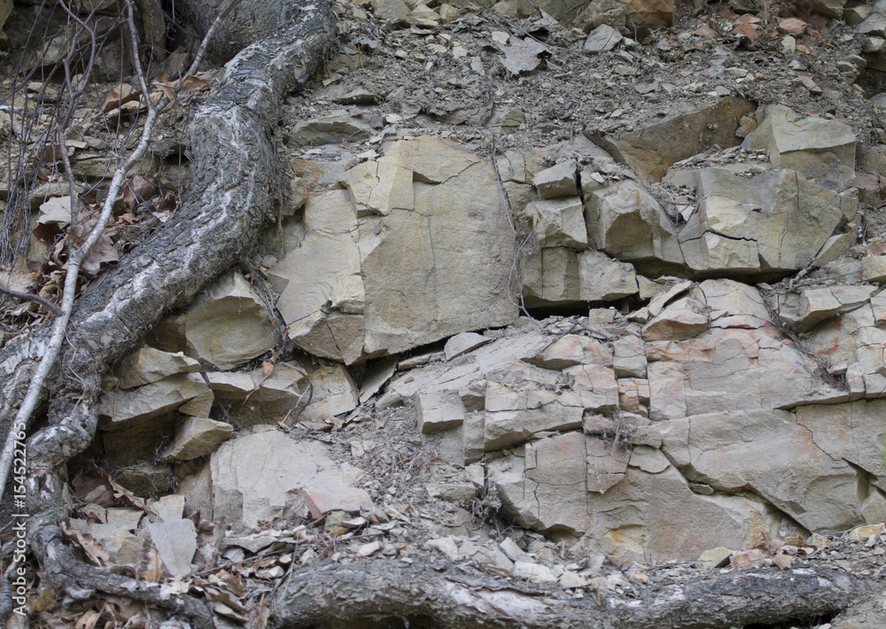 Wall mural crumbling stone