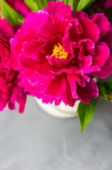 Interior with peony flowers