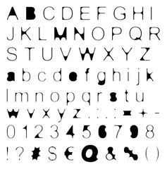 Skinny Retro Font Big & Small Letters with Signs & Numbers