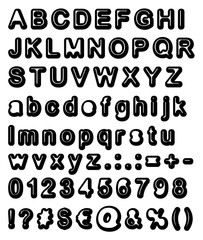 Retro Bubble Font Big & Small Letters with Signs & Numbers