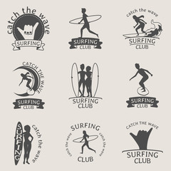 Set of Surfing club logos