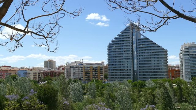 Sky line at the Turia garden in Valencia