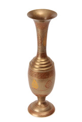 Ancient copper indian vase on a white background