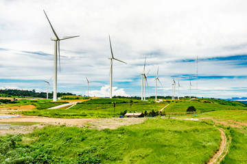 view beautiful Mountain wind turbine in Thailand