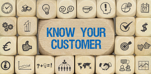 Know your Customer / Würfel mit Symbole