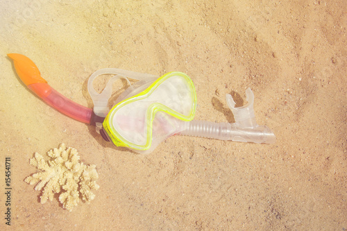 Download Swimming Mask And A Piece Of Yellow Coral On A Sandy Beach Sport And Diving Concept Stock Photo And Royalty Free Images On Fotolia Com Pic 154538943 PSD Mockup Templates