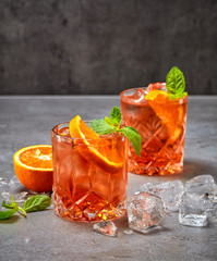 two glasses of aperol soda cocktail