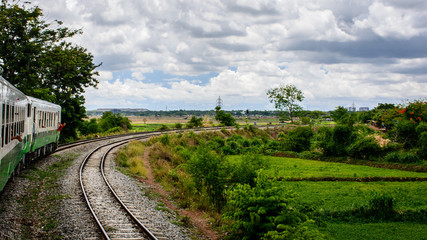 Fototapeta na wymiar a train in Myanmar railway transportation system, may-2017