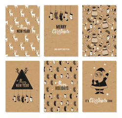 Christmas hand drawn vector printable cards.