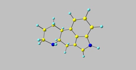 Ergoline molecular structure isolated on grey