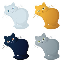 Cartoon Cats Isolated on White Background. Vector