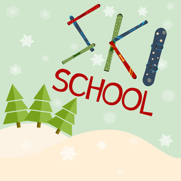 ski school logo, emblems, design elements. Winter club logotype templates, badges.