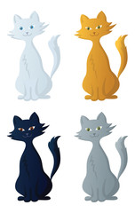 Fototapeta na wymiar Cartoon Cats Isolated on White Background. Vector