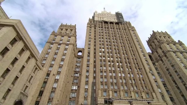 The building is the Ministry of Foreign Affairs. Russia. Moscow