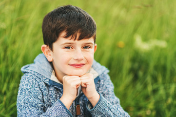 Close up portrait of adorable 6 year old boy