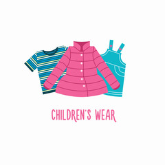 Set of clothes for children. Vector illustration. Isolated on a white background.