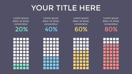 Vector infographic, diagram chart, graph presentation. Business template with options, parts, steps, processes. 16x9 dark slide. Flat trendy minimal design.