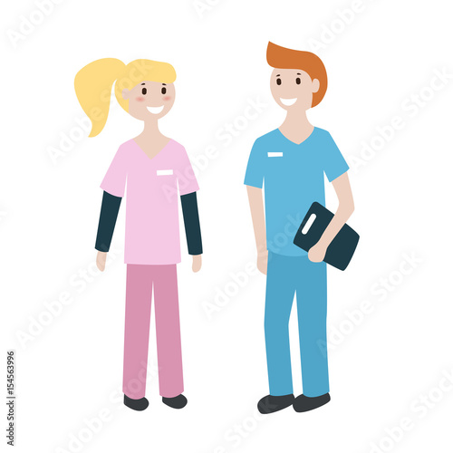 "Male and female nurses" Stock image and royalty-free vector files on