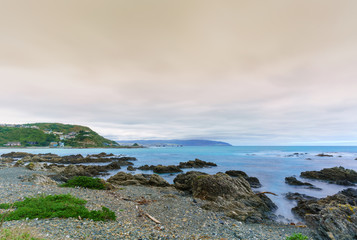 Taputeranga Marine Reserve is located on Wellington  's South coast covering Island Bay , Owhiro Bay and  Houghton Bay , Wellington , North Island of New Zealand © PK4289