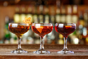lot of cocktails on the bar