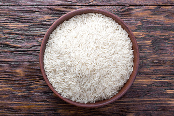 rice on a wooden background