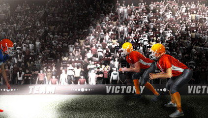 football action on 3d sport arena in lights