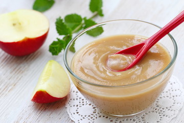 Apple puree and fresh apples