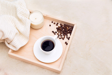 Concept warm and cozy home decor. flat lay